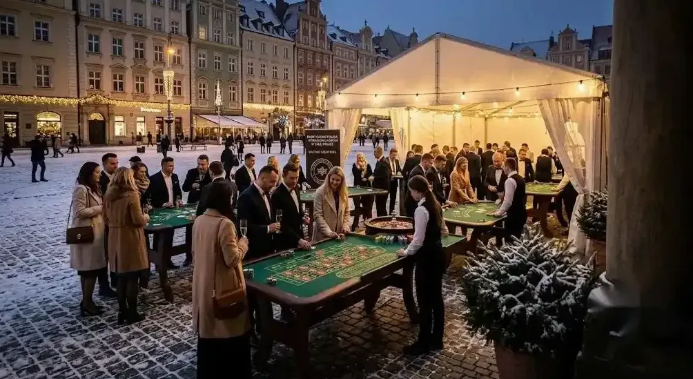 Detal przygotowania eventu casino