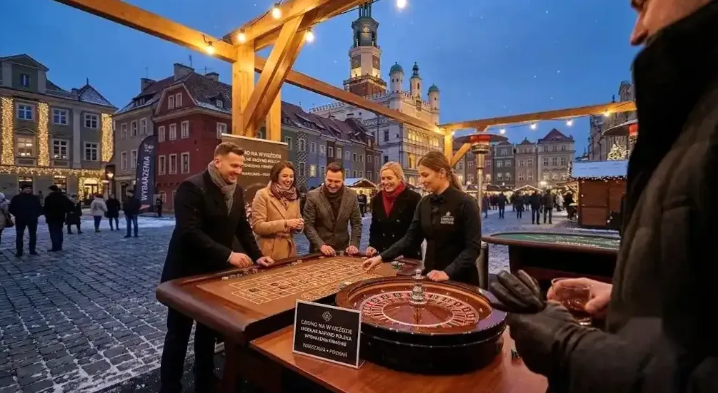 Krupier prowadzący grę na evencie